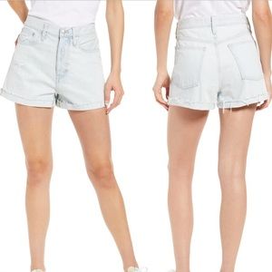 New Madewell Light Wash Denim The DadJean Button-Fly Shorts